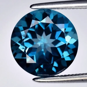 💎 3.09ct 9.2mm VVS Round Natural London Blue Topaz - Excellent, Brazil Gemstone - Picture 1 of 4