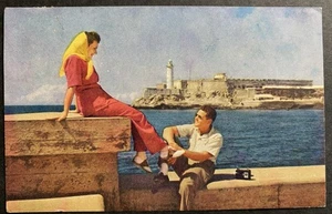 Cartolina Cuba L'Avana Pan Am Pubblicità Uomo Donna Castello Domani - Foto 1 di 2
