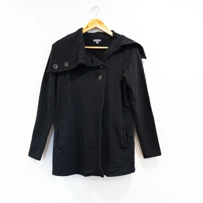 Lilla P Black Stretch Cotton Button Funnel Neck Sweatshirt Cardigan Small - Image 1 of 4