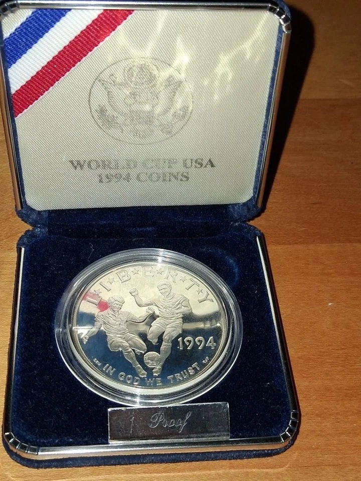 🔥1994 S World Cup Soccer Proof Commem 90% Silver Dollar US Coin - Image 1 of 1
