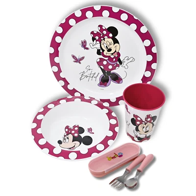 Minnie Mouse Kinder Geschirr Set & Besteck Baby Frühstücksset Mädchen Esslernset - Bild 1 von 4