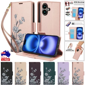 For iPhone 16e 16 15 14 13 12 Pro Max XR 8 7 Magnetic Leather Wallet Case Cover - Picture 1 of 96