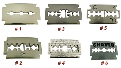 Razor Blade Belt Buckles Barber Shop Hairdresser Hair Stylist Tool Silver Chrome - Image 1 of 4