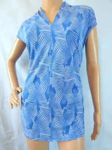 Vince Camuto Größe 1X blau & weiß geometrisches Muster ärmellose Jersey-Pull-On-Bluse - Bild 1 von 4