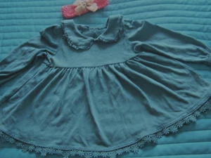 💚Babykleid Mädchen Langarm A-Linie & Stirnband 🌸Gr.68/ 74 🦄 Kids Fashion❤️ - Bild 1 von 5