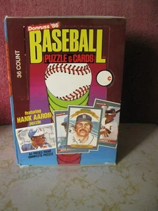 1986 DONRUSS BASEBALL PUZZLE & CARDS HANK AARON PUZZLE VENDING BOX 36 COUNT - Picture 1 of 3