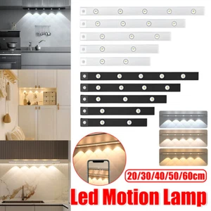 Ultra-thin Wireless LED PIR Motion Sensor Lights Strip Cabinet Lamp Rechargeable - Picture 1 of 43