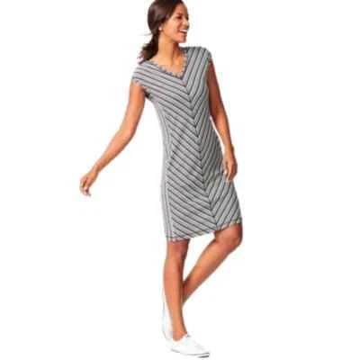 Vestido para mujer T by Talbots talla X rayas mixtas negro/blanco sin mangas Foto 1 de 4