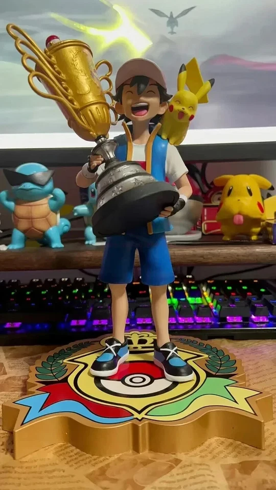 Ash Ketchum Campeón y Pikachu Pokemon Entrenador Coleccionable Estatua Figura Modelo Foto 1 de 4