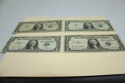 Four - One dollar Silver Certificates mix lot - Blue Seal 1935-1937-1957 - Image 1 of 4