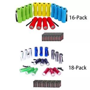 EverBrite Mini LED Flashlight Set 16-Pack/18-Pack Assorted Color AAA Battery USA - Picture 1 of 20