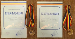 Rumänien, 1991, Badminton-Wettbewerb, Menge 2 Diplome & Medaillen (Silber & Bronze) - Bild 1 von 1