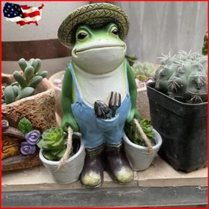 Small Frog Figurine Planter Frog Bucket Flower Pot Creative Lawn Yard Decoration - Picture 1 of 10