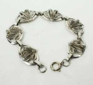 1960S Sterling Silver Bracelet Danecraft Bow Flowery Design 7.75" long (BRST-D) - Bild 1 von 3