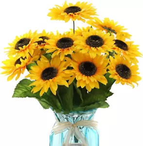 15.74'' Artificial Sunflowers Bouquet with 14 Heads(Two Different Diameter of Fl - Picture 1 of 7