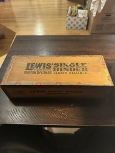 Antica scatola portasigari 1928 F.P. Sigaro Lewis CO. Legno, VUOTO. Scatola lunga slim - Foto 1 di 13
