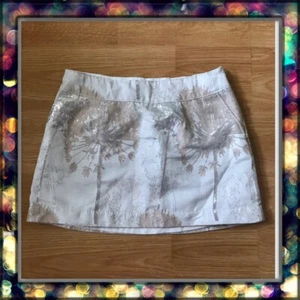 Gap Kids Girls Mini Skirt Brocade White Metallic Adjustable Waist Lined 14 NWT - Picture 1 of 7