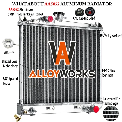 CU981 4 Row Aluminum Radiator For 1987-1991 Dodge Dakota 2.2L 2.5L 3.9L Engine - Image 1 of 4