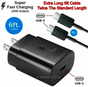 25w Type USB-C Super Fast Wall Charger+6FT Cable For Samsung Galaxy S20 S21 S22 - Picture 1 of 2