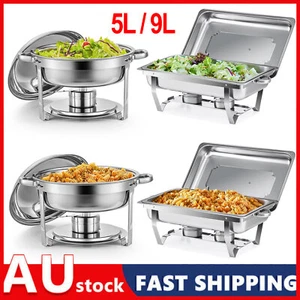 2/4 Pack Buffet Food Warmers Round Chafing Dish 5L / 9L Stainless Bain Marie - Picture 1 of 19
