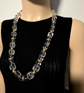 Vintage~ TRIFARI ~ 1970s  Clear Lucite Cube Beaded Gold Tone Necklace - Bild 1 von 12