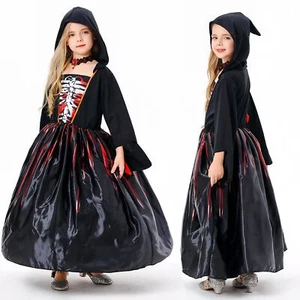 Cosplay Witch Costumes Suit Skull Skirt Halloween Black Horror Party Girl Dress - Picture 1 of 15