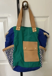 UGG Australia Schultertasche grün & himmelblau Canvas, Mesh, Leder X Large - Bild 1 von 7
