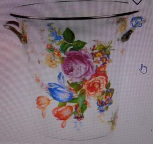 MACKENZIE-CHILD'S ENAMEL WHITE FLOWER MARKET WINE COOLER,NEW - Picture 1 of 1