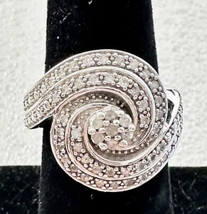 Vintage Ring Diamant & Sterling Silber 925 Spirale/Wirbel - Bild 1 von 15