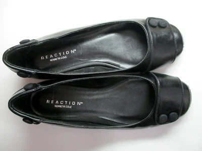 Kenneth Cole Reaction Flats Size 6 Black Faux Leather Slip On Elegant Excellent - Изображение 1 из 4