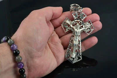 Colgante crucifijo de plata de ley extra grande Foto 1 de 3
