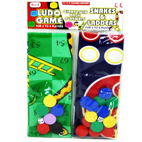 SNAKES LADDERS LUDO TWO GAMES TRAVEL HOME KIDS CHILDREN ACTIVITY PLAYMAT FUN - Image 1 of 1