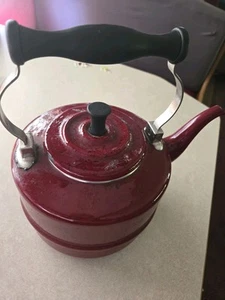 Paula Deen Speckled Tea Pot Burgundy Emaille Herdplatte Teekessel - Bild 1 von 7
