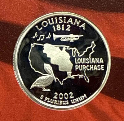 2002-S Louisiana Silver Proof State Quarter 90% Silver From Proof Set - Image 1 of 2