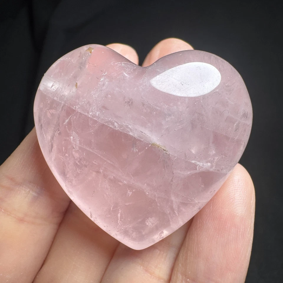4.2cm Natural Rose Quartz Heart Carving, Hand-carved, Untreated-32 - Image 1 of 4