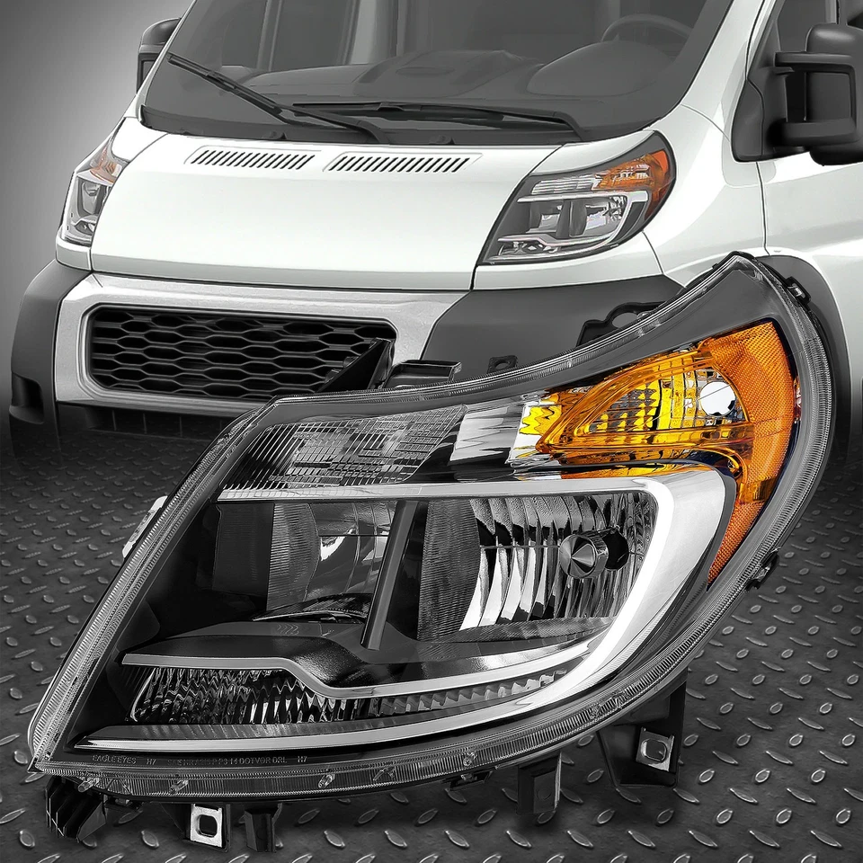 Farol lateral esquerdo para driver 14-22 Ram Promaster 1500 2500 3500 preto/âmbar - Imagem 1 de 4