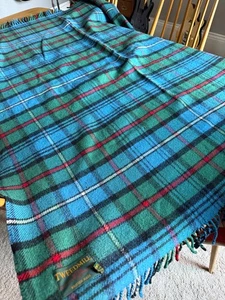 Vintage Tweedmill Vollwolle Schottenkaro Decke/Überwurf/Picknick Größe 55X58" Blau - Bild 1 von 11