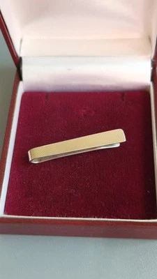 Vintage 9ct Gold On Sterling Silver Tie Slide Clip Bar - Image 1 of 4