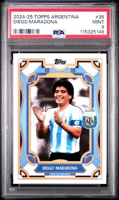 DIEGO MARADONA * PSA 9 * POP 2 * 2024-25 TOPPS * CONJUNTO EQUIPO ARGENTINA * TARJETA #35 Foto 1 de 4