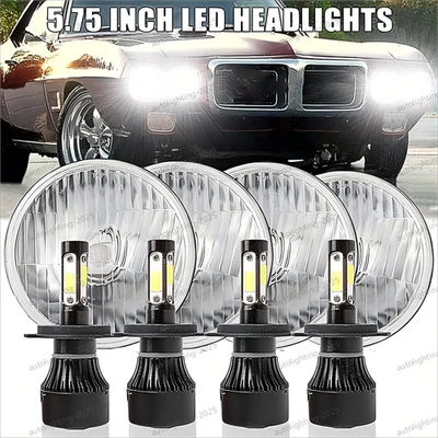 4x Faros LED HI/LO DRL blancos de 5,75" pulgadas para Pontiac GTO Firebird 1964-1972 Foto 1 de 4