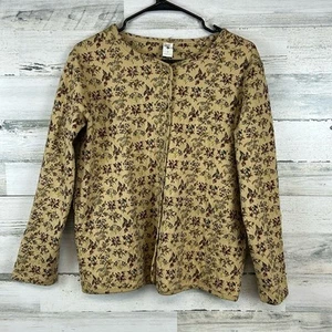 Blusa acolchada Kate Quinn Organics marrón floral con botones chaqueta para mujer mediana” - Imagen 1 de 9
