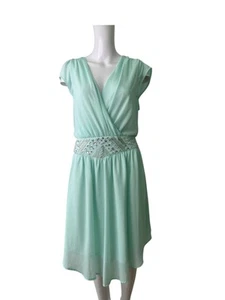 Limited Collection Wrap Dress Size 20 Womens EU48 Mint Green Gems Chiffon V-Neck - Picture 1 of 11
