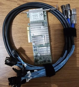 Dell LSI 9206-16e Quad-Port 6Gb/s PCIe HBA 1V1W2 Raid Card w/ SAS to SATA cables - Afbeelding 1 van 4