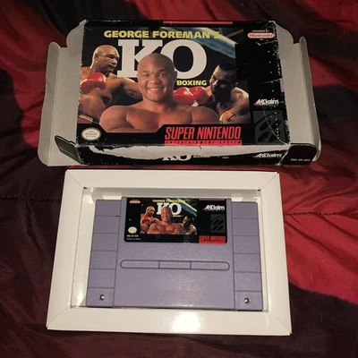 George Foreman's KO Boxing SNES Nintendo Game Cartridge Box Tray No Manual OOP - Image 1 of 4