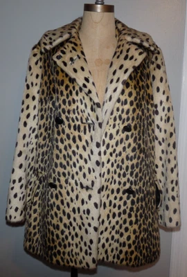Sincerely Gidding Jenny Animal Print (Faux) Fur Belted Double Breasted Coat MED - Image 1 of 4