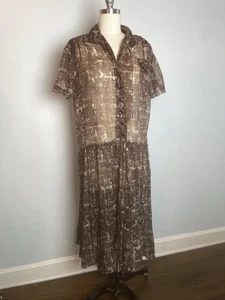 Vintage transparentes 60er braun und creme Nylon Drop Waist Kleid Volup XXL Plus 2XL - Bild 1 von 7