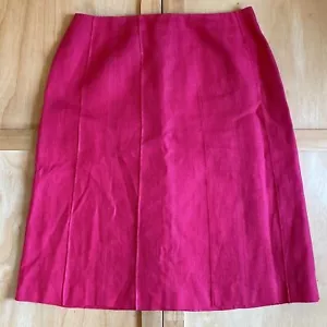 Falda profesional Talbots de lino irlandés rosa caliente para mujer A-Line Midi totalmente forrada talla 6 - Imagen 1 de 9
