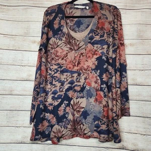 SOFT SURROUNDINGS Women’s Medium Millie Top Floral Tunic Crane Boho - Picture 1 of 14
