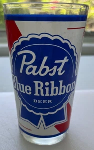 Birra a nastro blu Pabst vetro vintage 8 oz. Bicchiere da bere - Foto 1 di 1