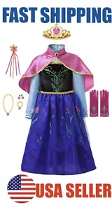 Anna Frozen Princess Dress Up Set Girls Costume US Fast Shipping - Picture 1 of 10